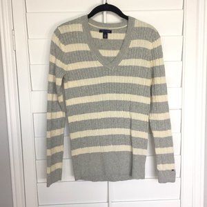 Tommy Hilfiger Gray & cream striped sweater M
